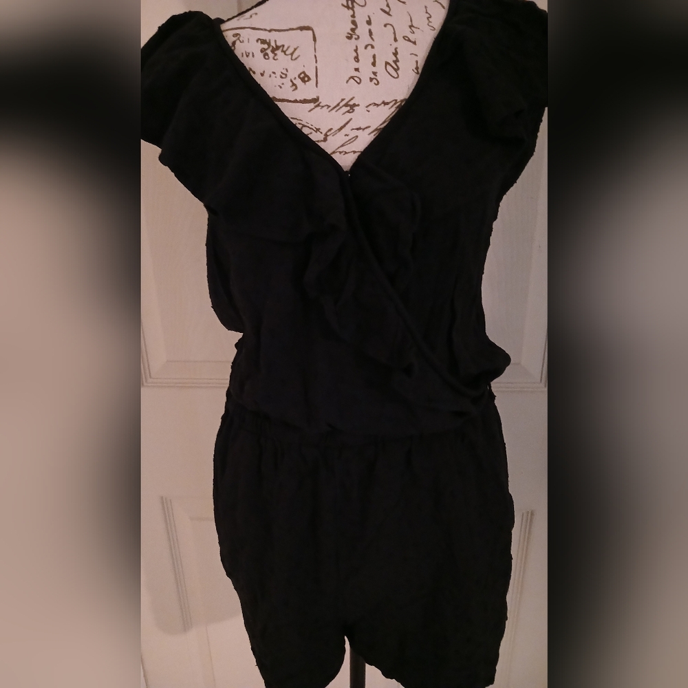 5/$25 Roxy Elegant Black Ruffle Romper